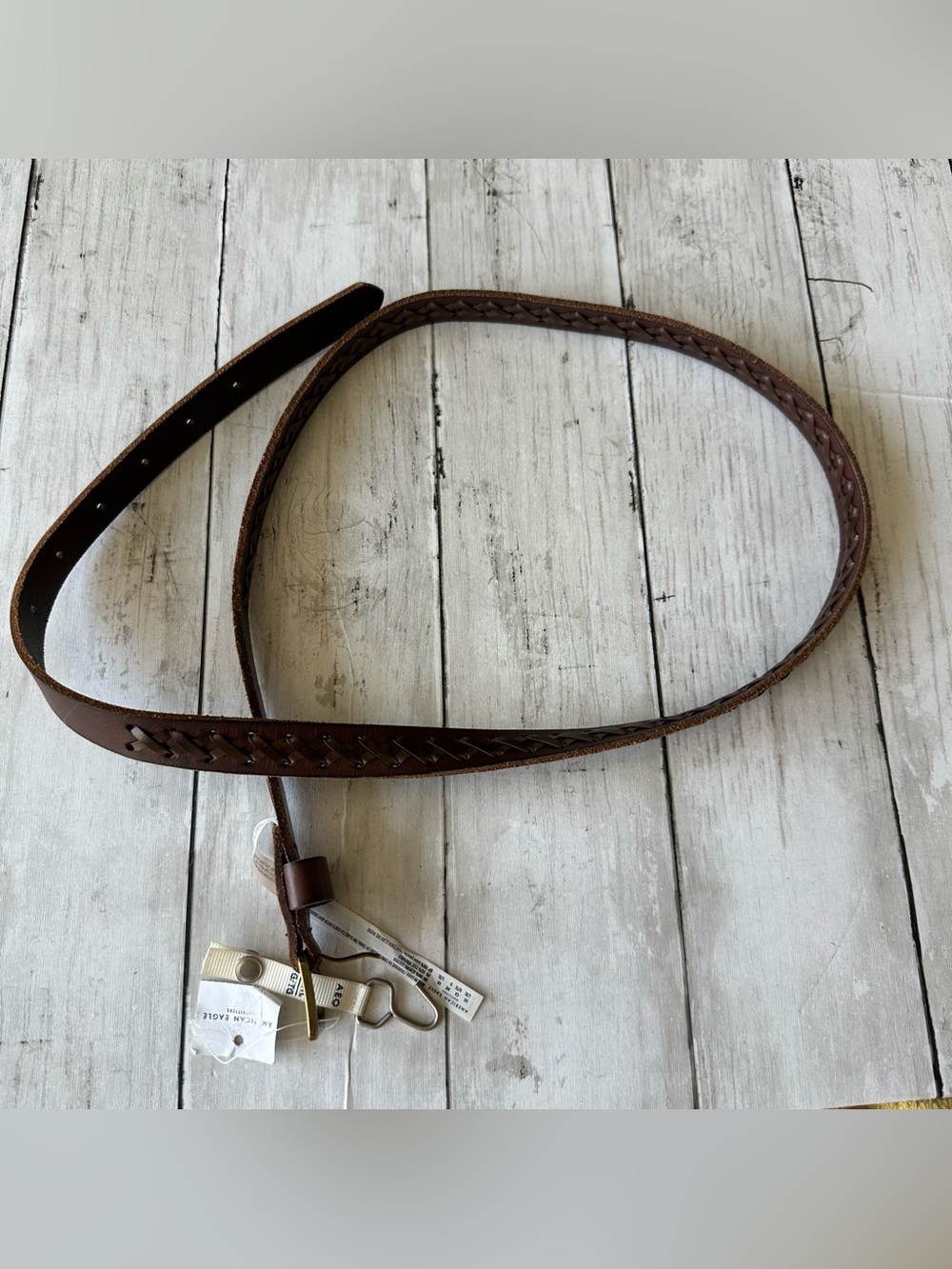 NEW WITH TAGS AMERICAN EAGLE BROWN BRAIDED ACCENT BELT SKINNY BELT SIZE L/ XL